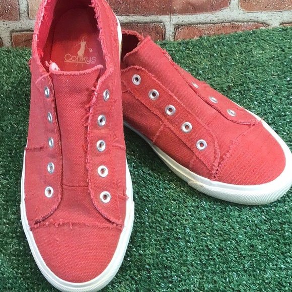 Corkys Shoes Corkys Babalu Sneakers Red Boho Frayed Poshmark